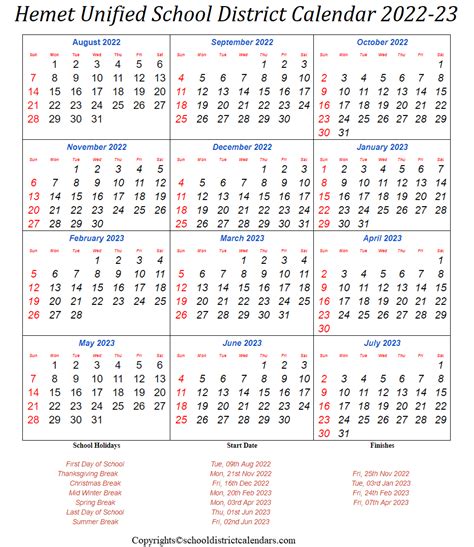 Hemet Usd Calendar